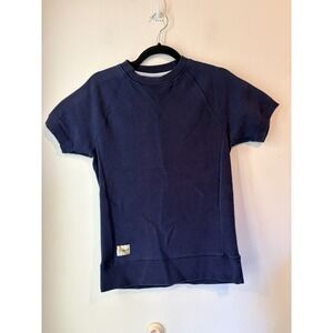 Tracksmith Sweatshirt XS Navy Short Sleeve Crewneck Athletic Running Pullover
